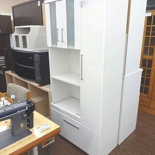 札幌 引き取り キッチン収納棚/キッチンボード ミドルサイズ 白 レンジ台