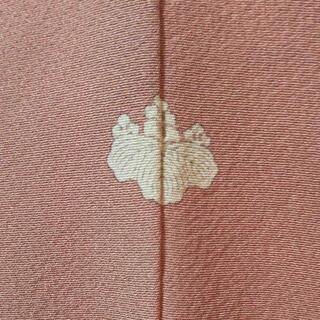 👘正絹 高級 色無地 オールドローズ ★美品  一つ紋 共ハッ掛けの画像