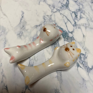 【陶器＊癒し猫箸置き5点セット】自宅保管品の画像