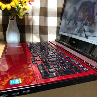 彡 Aランク美麗品・NEC・Webｶﾒﾗ内蔵・i7第四/新品SSD240GB/クリスタルレッドWin10 64bit/Office2019付/15.6ｲﾝﾁ/メモリ８GＢ/無線/DVD・ＣＤ再生ソフト付　No.2108016の画像
