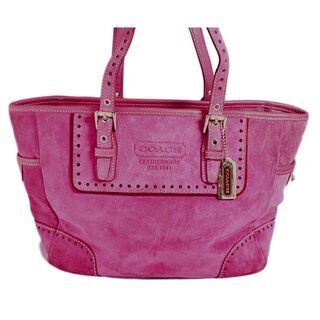COACH コーチ ハンドバッグ ピンク スウェード レザー