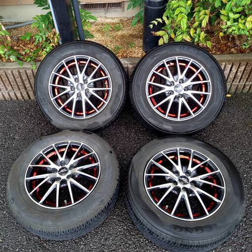 ～SOLD!～【中古品】15インチ アルミホイール ＆ ブリジストンタイヤ 4本セット シュナイダー 6.0J-15 +45 5穴100 レグノ 195/65R15