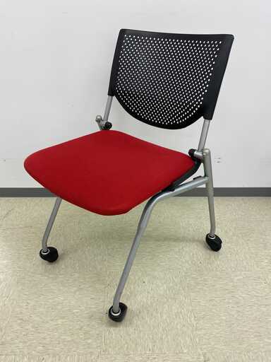 大特価！7脚セットオカムラ製オフィス用イス　プロスタックシリーズ　8140zz 　レッド