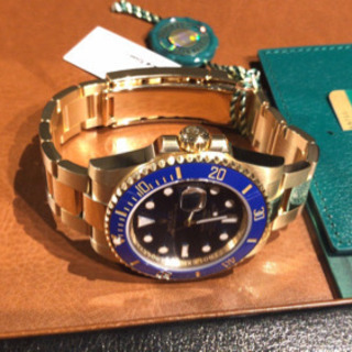 ロレックス116618LB金無垢青サブカード箱完備