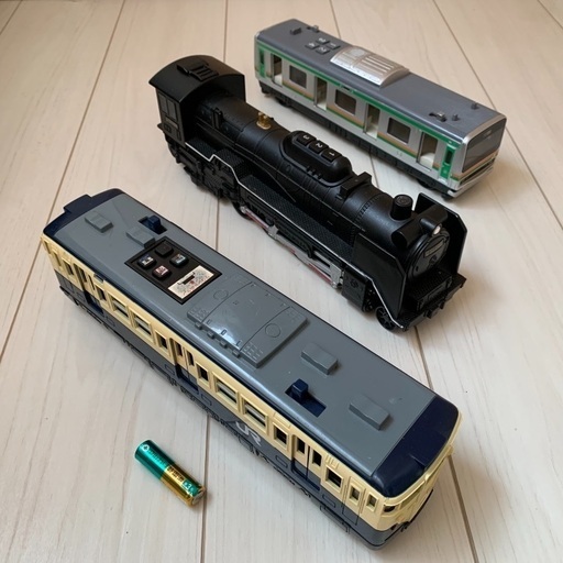 電車、機関車　3台セット！　サウンドトレイン　フリクション走行　レアアイテム！横須賀線、湘南新宿ライン、D51蒸気機関車