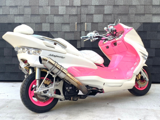ホワイト×ピンク‼︎ 【YAMAHA マジェスティ】カチアゲマフラー‼︎ フルカス‼︎