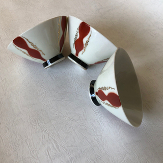昭和レトロ ご飯茶碗 10客 赤金柄