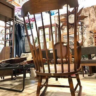 中古 飛騨産業 ロッキングチェア キツツキマーク