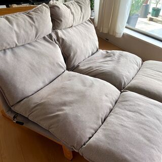 【無印良品/MUJI】　ハイバックリクライニングソファ+オットマン　2台の画像