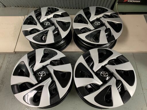 トヨタ★新車外し　2021年納車　アクア純正　Style Black ホイール 15×5.5J 4H PCD100 +45 スチール　カバー付き