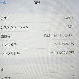 【苫小牧バナナ】Apple/アップル MUQW2NF/A iPad mini 第5世代 64GB スペースグレイ Wi-Fiモデル 7.9インチ MUQW2J/A同等品 動作品♪の画像