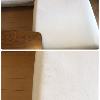 最高級カーフレザー 本革 ソファー 3人 オフホワイトの画像