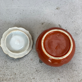 (お取引中)柿モチーフの入れ物　陶器の画像