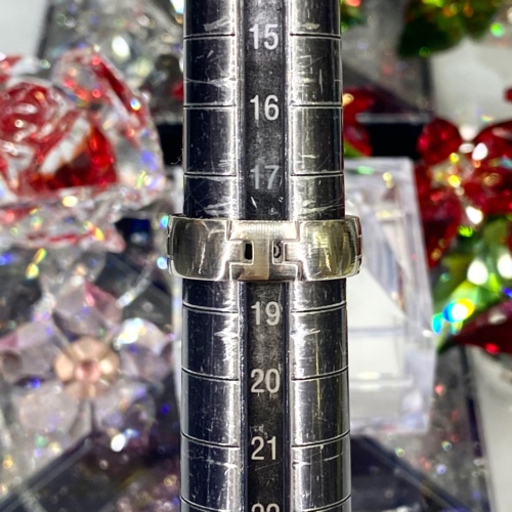 【中古品】750 ホワイトゴールドデザインリング 18号 9.7g［85］