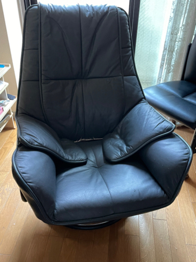 本革リクライニングチェア　グレー　状態良