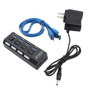 USB3.0ハブ7PORTS 独立電源オン/オフスイッチACアダ...
