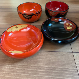 秀衡塗り　小の腕２客　菓子皿２客