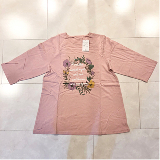【ネット決済・配送】新品未使用　タグ付き　プルオーバー　7分袖　ピンク　トップス　ロング丈　おとな可愛い　Mサイズ　美品　綿100%　プレゼント　ギフト　レデイース Brand new with tag pullover tops pink ladies cotton 100% present gift   の画像