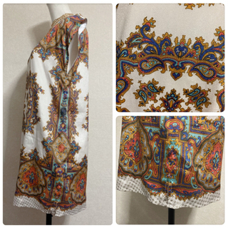 ꒰DURAS꒱スカーフ柄 ノースリーブ チュニック 豪華 華やか トップスの画像