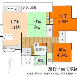 霧島市隼人町住吉【貸家】軽量鉄骨造平家建3LDK84平米4.5万円 - 賃貸（マンション/一戸建て）