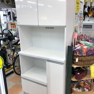 キッチン棚 土井インテリア工業 ホワイト W90 ×H191 ×D45 クリーニング済み