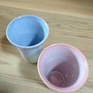 新品　萩陶苑 萩焼　つぼみ　ペアフリーカップ

の画像
