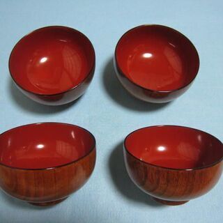 汁椀　４個　木製うるし塗