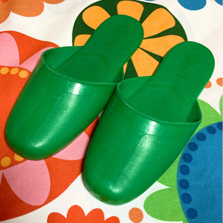 【値下】 昭和レトロ スリッパ グリーン Health 健康 硬い 鑑賞用 ツッコミの画像