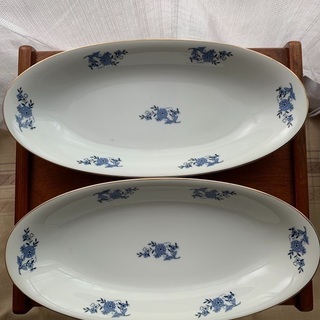 60年代 楕円形洋皿2枚組(長径31cm 短径14cm) 未使用品