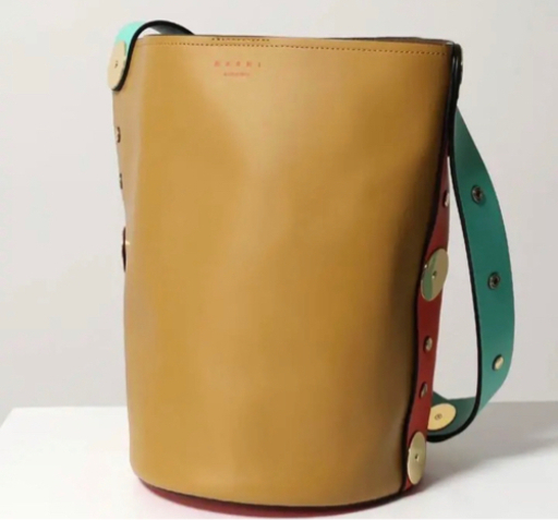 【新品】MARNI 19SS マルニ レザー バケツバック キャメルxレッド 赤