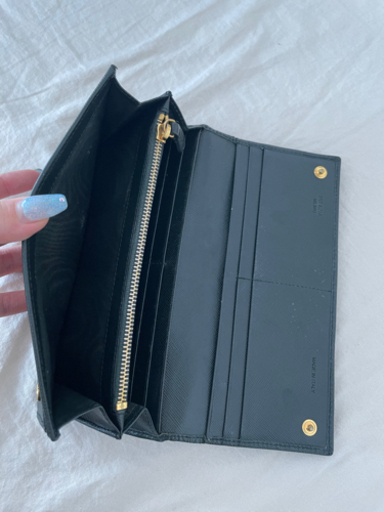 プラダ　長財布 PRADA プラダ 長財布 ゴールドロゴ ブルー サフィアーノレザー