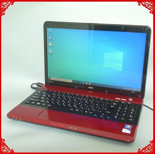 レッド ノートパソコン 中古良品 15.6型 ワイド液晶 NEC PC-LS150FS6R Pentium 4GB 500GB DVDマルチ 無線LAN Wi-Fi Windows10 Office