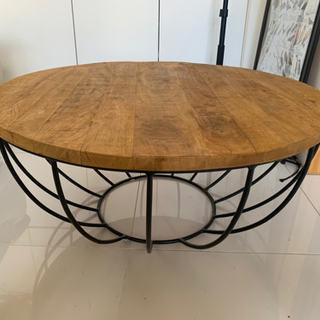 テーブル・家具】マンゴーウッドのインダストリアル系コーヒーテーブル