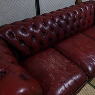 アンティークチェスターフィールドソファ三人掛け