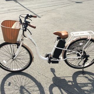 カギ有：配送・引き取りOK　展示品①　訳有　Santasan　電動アシスト自転車　207　ホワイトの画像