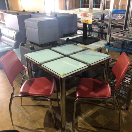 ガラスダイニングテーブル&イス2脚セット❗️