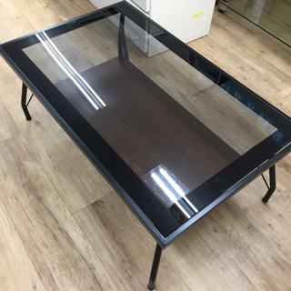 ガラスリビングテーブル(ブラック×ブラウン)です。【トレファク東...