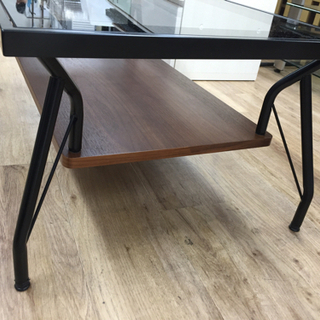 ガラスリビングテーブル(ブラック×ブラウン)です。【トレファク東大阪店】の画像