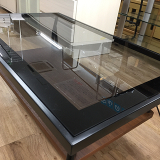 ガラスリビングテーブル(ブラック×ブラウン)です。【トレファク東大阪店】の画像
