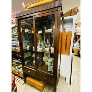 メーカー不明 大正期 ガラス棚 収納 昭和レトロ アンティーク
