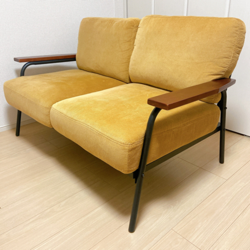 2人掛けソファ　ヴィンテージ　アイアン　コーデュロイ