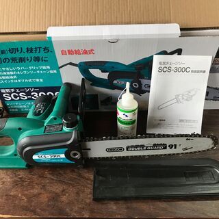 9/4値下【保証書、刃２本つき】100V電気チェーンソー　SCS...
