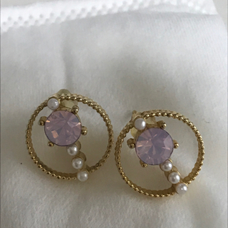 ピアス　パールとストーン