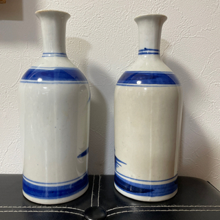 萬古焼 暁山造 酒どっくりか古伊万里染付　徳利　酒器　アンティークの画像