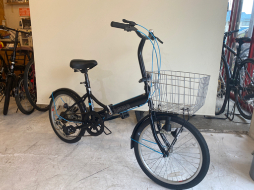 20インチ折りたたみ自転車 黒/青　6段