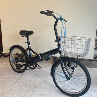 20インチ折りたたみ自転車 黒/青 6段