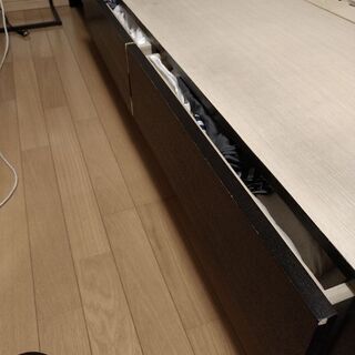 セミダブルベッドフレーム　ブラック　引き出し3個付きの画像