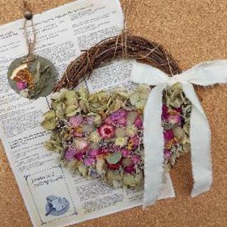 手作り。アジサイのお花畑のリースの画像