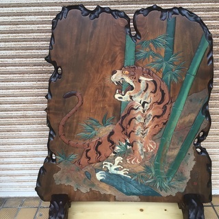 一枚板 衝立 一刀彫り 両面彫 配達相談承ります