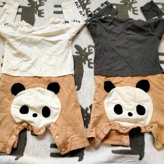 ベビー服！双子ちゃん！プイプイのツーウェイオール！70サイズ（白）の画像